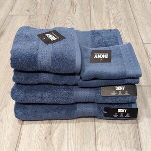 6 Pc. DKNY Blueprint Solid Oversized Bath Towel Set 100% Cotton Hand Washcloths